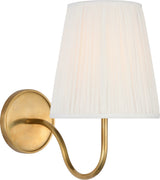 Lyndsie Small Sconce in Hand-Rubbed Antique Brass with Silk Pleated Shade