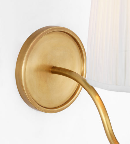 Lyndsie Small Sconce in Hand-Rubbed Antique Brass with Silk Pleated Shade