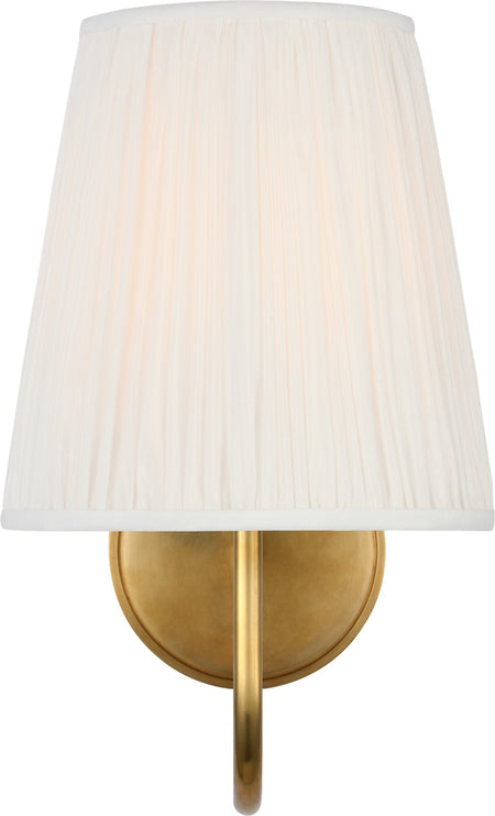 Lyndsie Small Sconce in Hand-Rubbed Antique Brass with Silk Pleated Shade