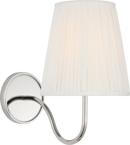 Lyndsie Small Sconce in Polished Nickel with Silk Pleated Shade