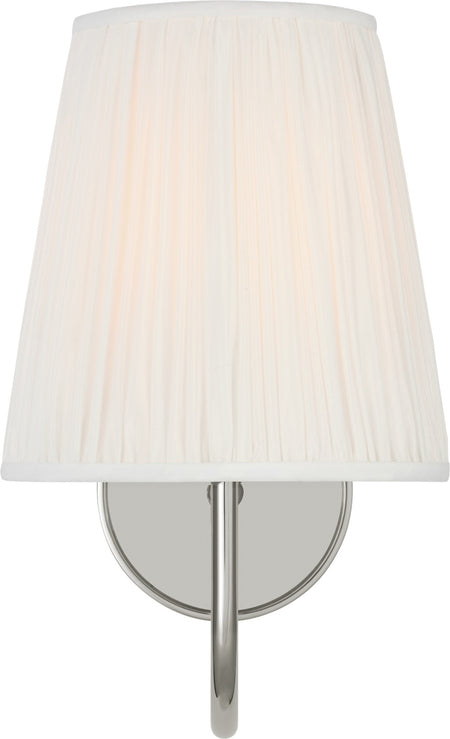 Lyndsie Small Sconce in Polished Nickel with Silk Pleated Shade