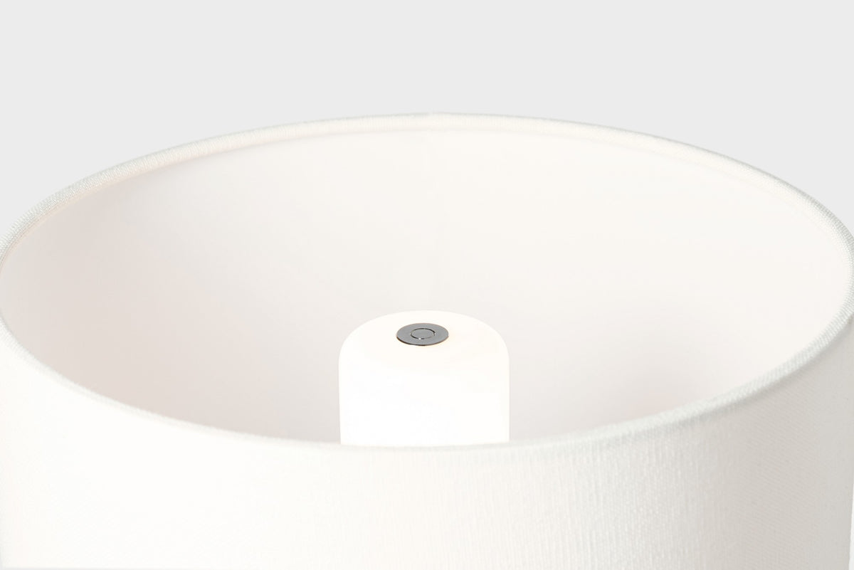 Gaios 13" Cordless Accent Lamp in Pharaoh White with Linen Shade