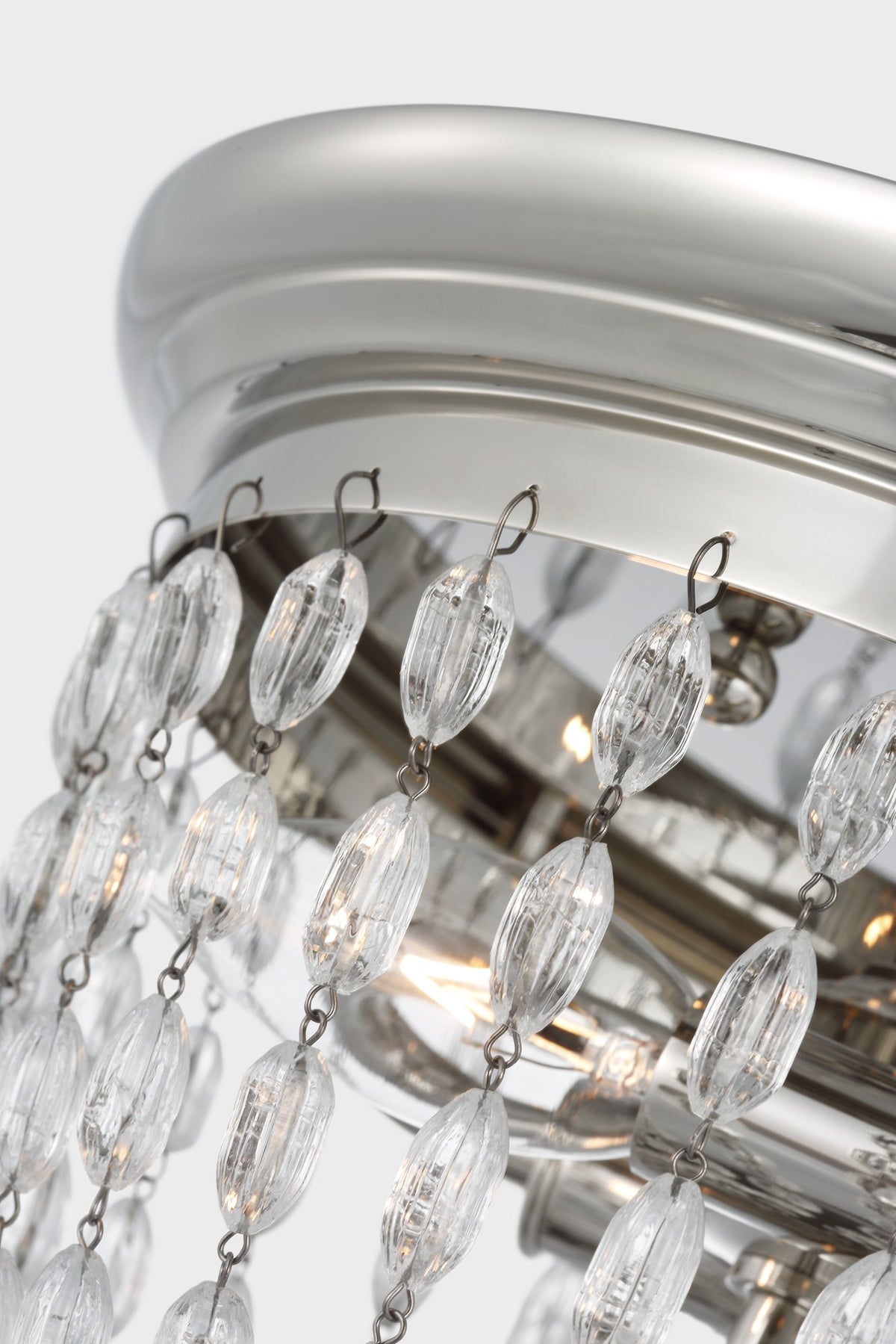 Paris Flea Market Small Flush Mount in Polished Nickel with Seeded Glass