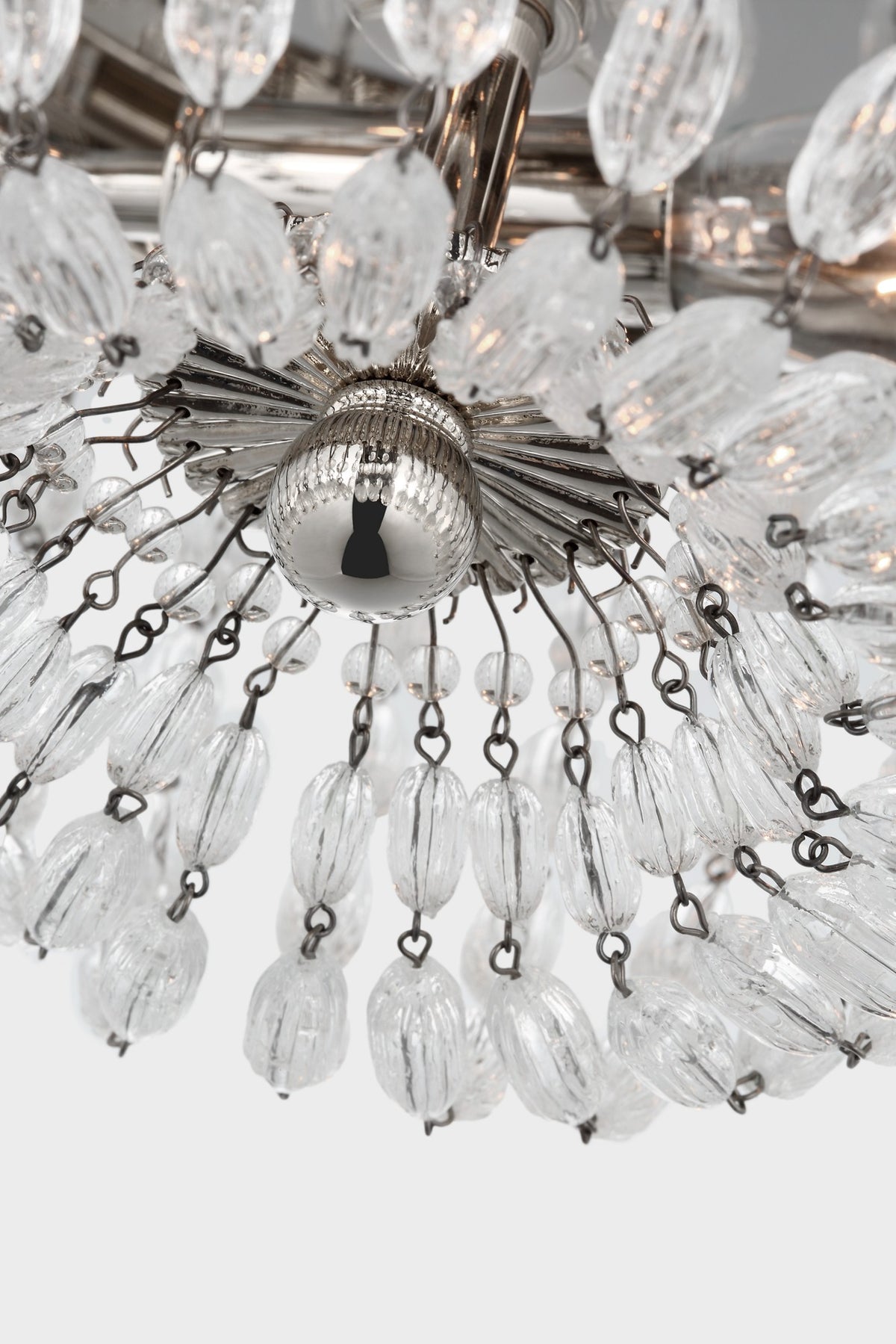 Paris Flea Market Small Flush Mount in Polished Nickel with Seeded Glass