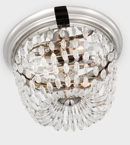 Paris Flea Market Small Flush Mount in Polished Nickel with Seeded Glass