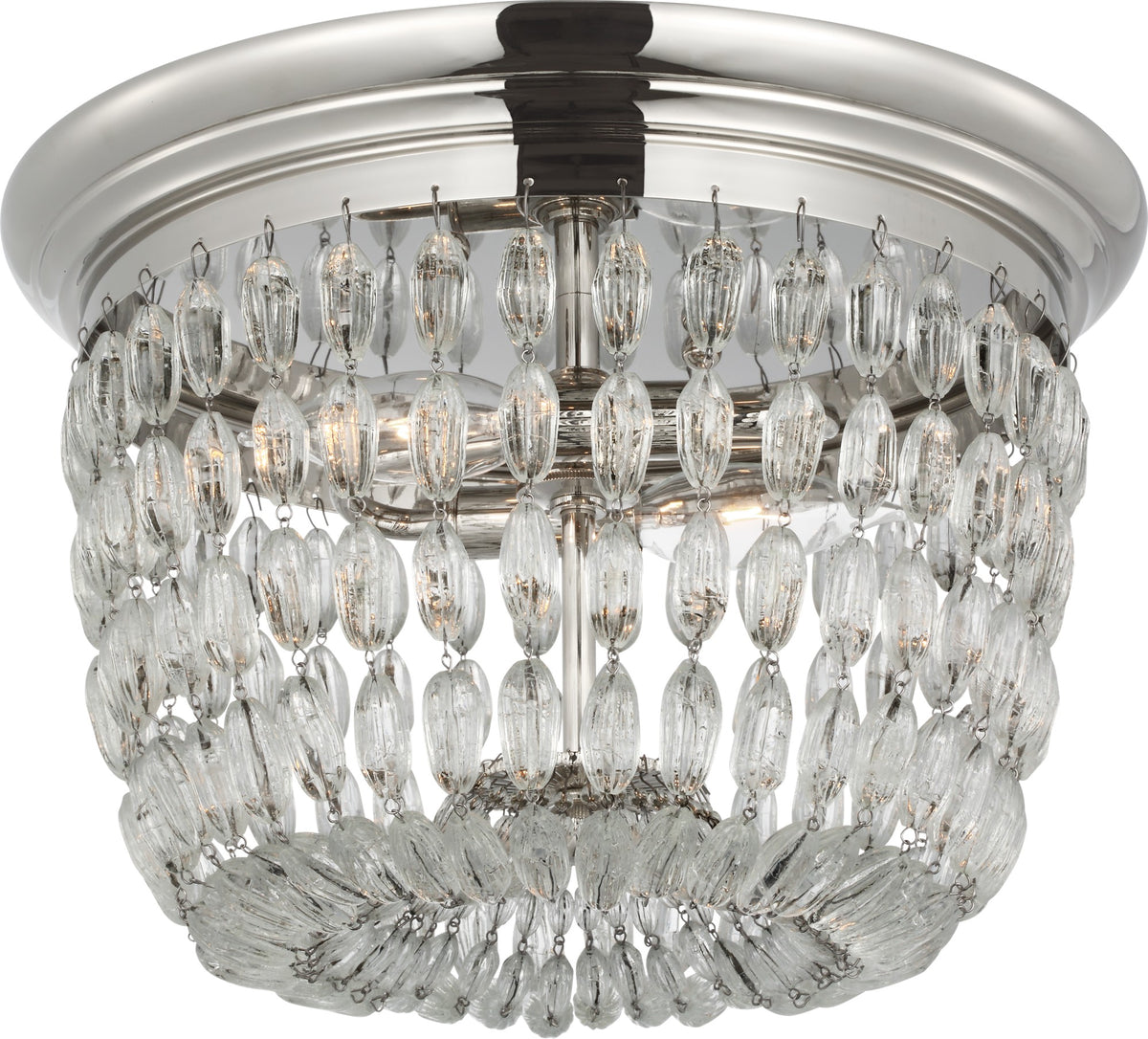 Paris Flea Market Medium Flush Mount in Polished Nickel with Seeded Glass