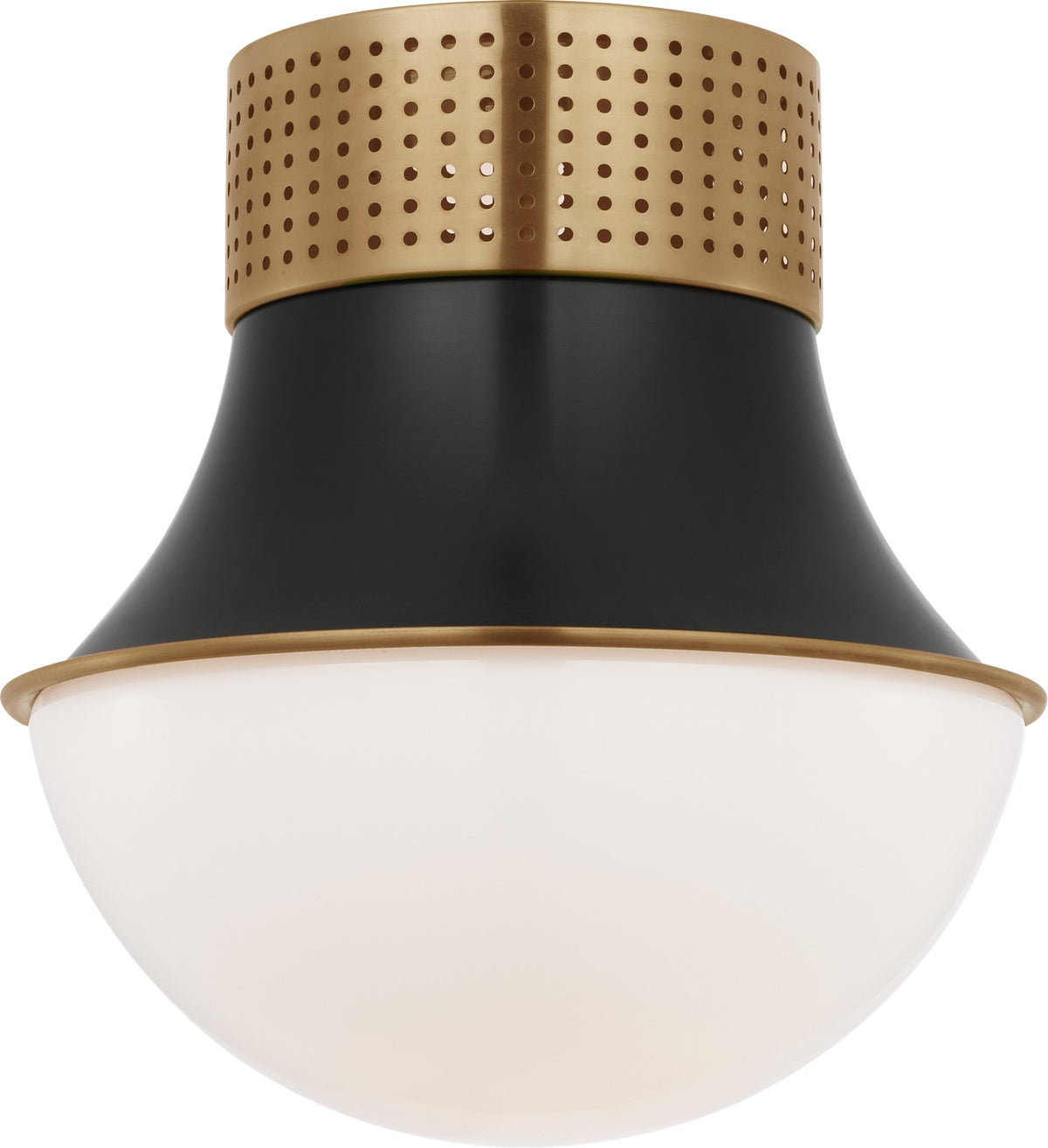 Precision 9" Flush Mount in Antique-Burnished Brass and Bronze with White Glass