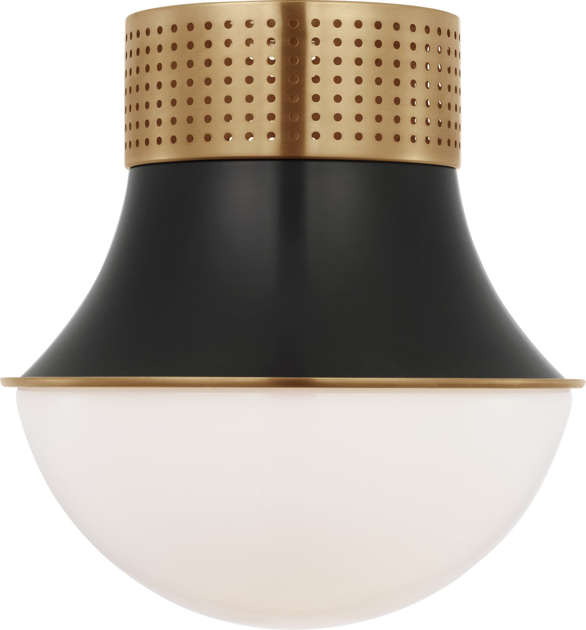 Precision 9" Flush Mount in Antique-Burnished Brass and Bronze with White Glass