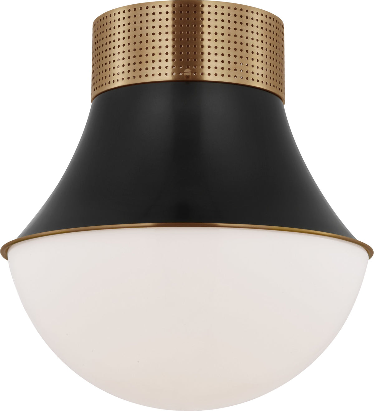 Precision 17" Flush Mount in Antique-Burnished Brass and Bronze with White Glass