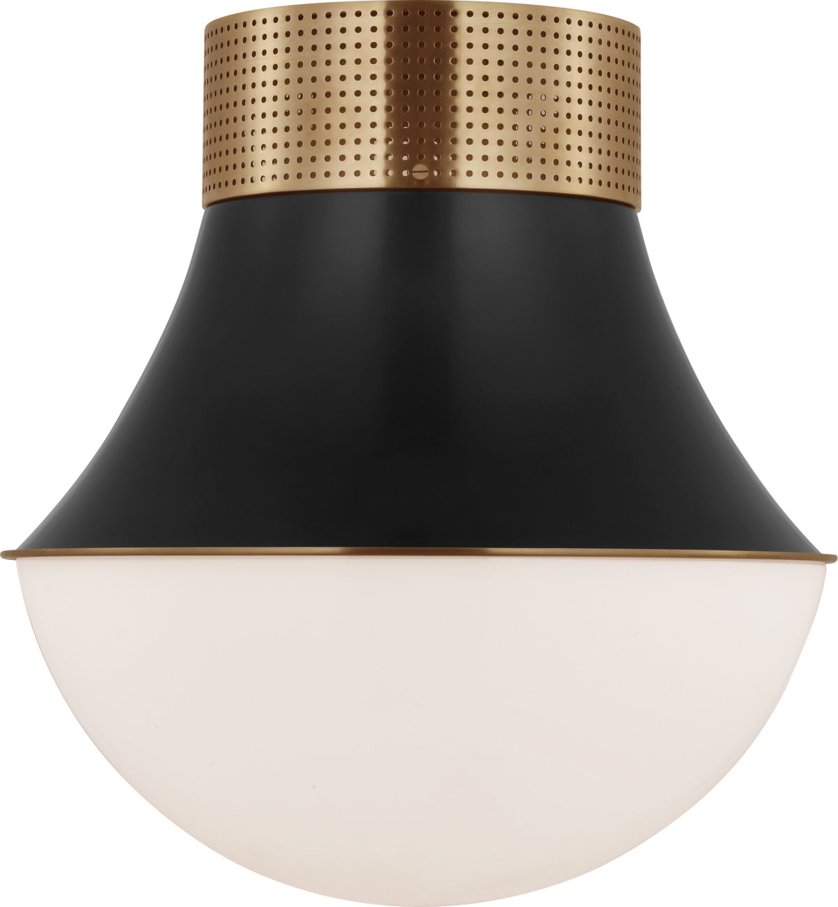 Precision 17" Flush Mount in Antique-Burnished Brass and Bronze with White Glass