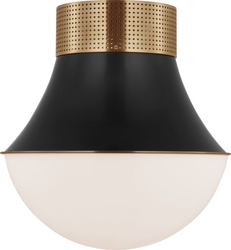 Precision 17" Flush Mount in Antique-Burnished Brass and Bronze with White Glass
