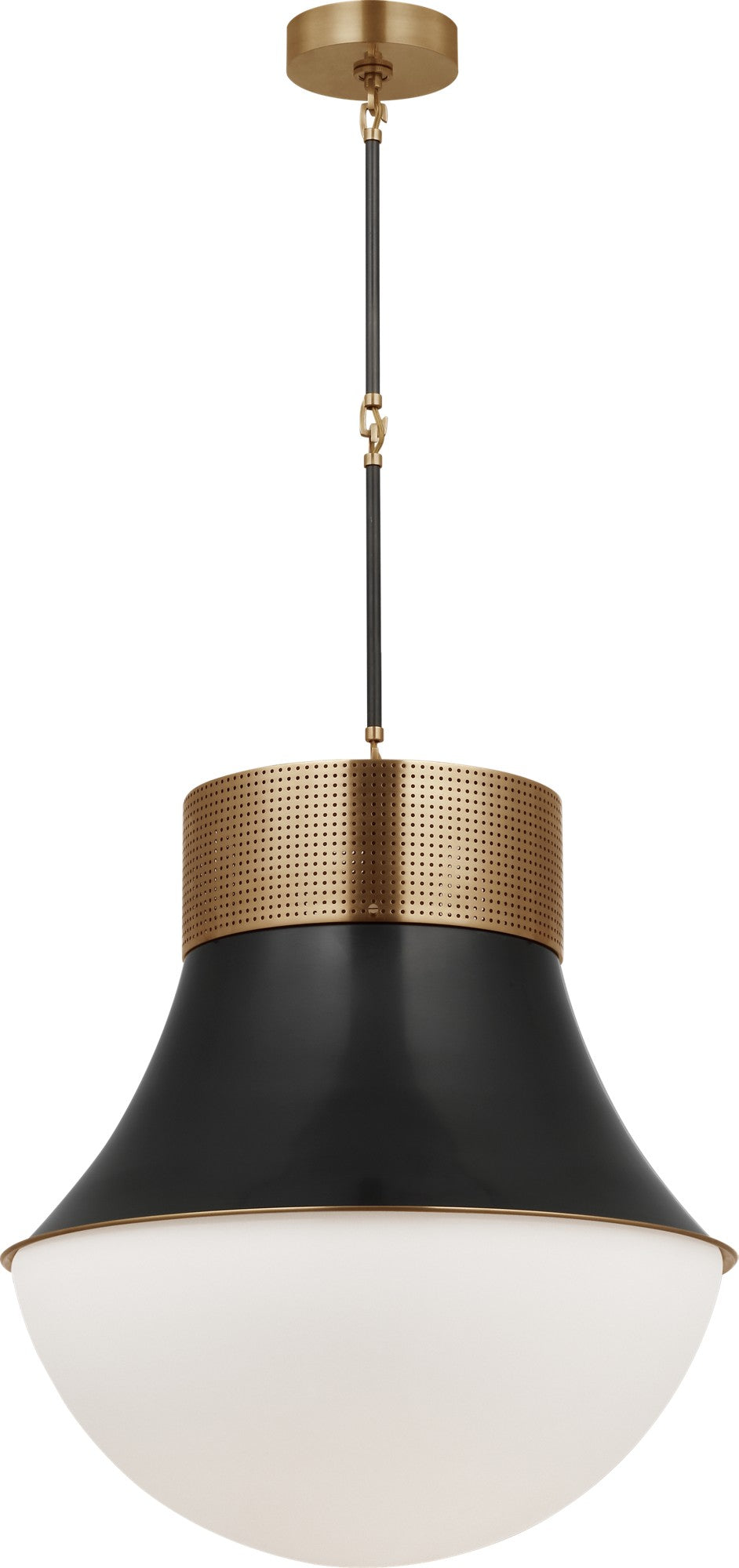 Precision 24" Pendant in Antique-Burnished Brass and Bronze with White Glass