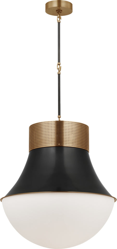 Precision 24" Pendant in Antique-Burnished Brass and Bronze with White Glass