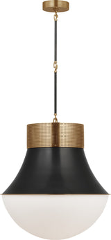 Precision 24" Pendant in Antique-Burnished Brass and Bronze with White Glass