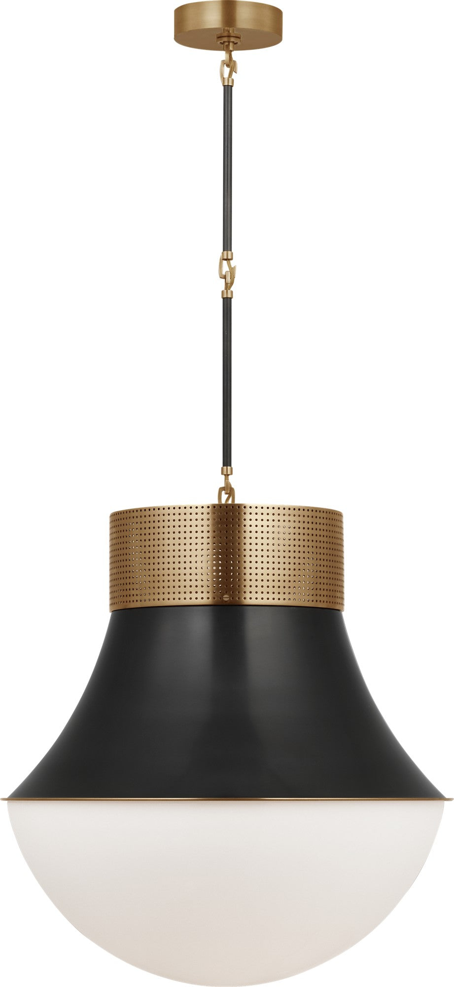 Precision 24" Pendant in Antique-Burnished Brass and Bronze with White Glass