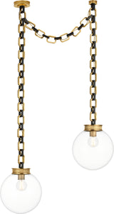 Bellamy 2 Light Statement Chain 12" Globe Chandelier