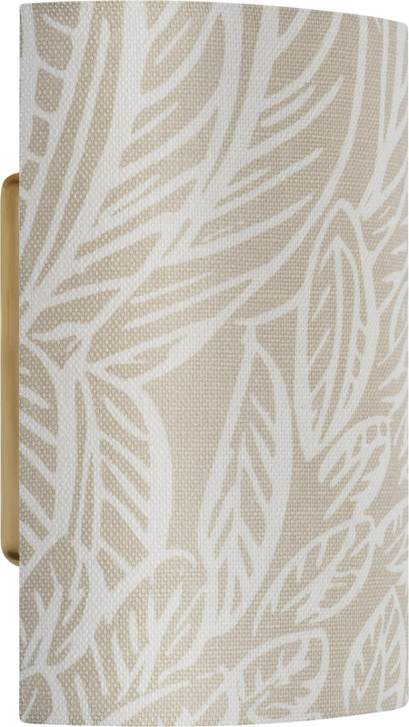 Maeve 8" Shield Sconce in Hand-Rubbed Antique Brass with Schumacher Natural Featherfest Shield