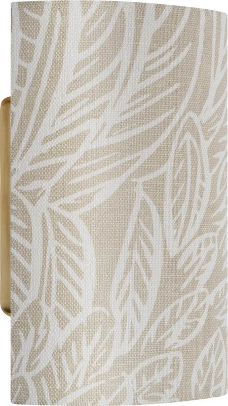 Maeve 8" Shield Sconce in Hand-Rubbed Antique Brass with Schumacher Natural Featherfest Shield