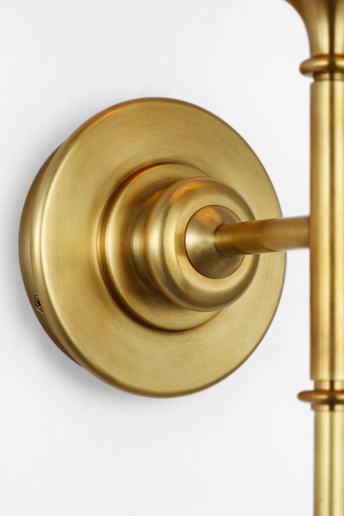 Piaf Large Tail Sconce in Hand-Rubbed Antique Brass with Linen Shade