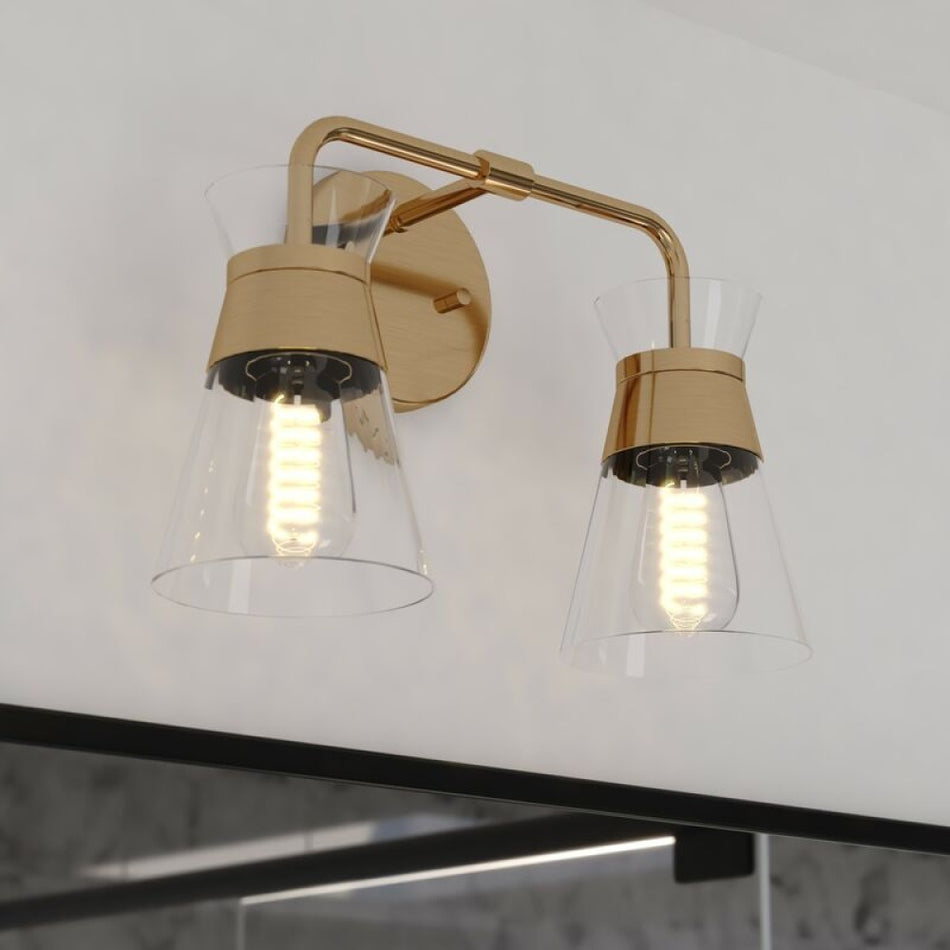Harper 2 Light Vanity Natural Brass