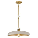 Sadie 18" Shallow Pan Pendant in Lacquered Brass with Light Taupe