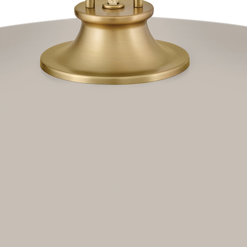 Sadie 18" Shallow Pan Pendant in Lacquered Brass with Light Taupe