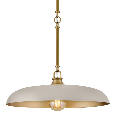 Sadie 18" Shallow Pan Pendant in Lacquered Brass with Light Taupe