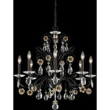 Camellia 8 Light 120V Chandelier in Black with Antique Silver Flowers and Clear Radiance Crystal
