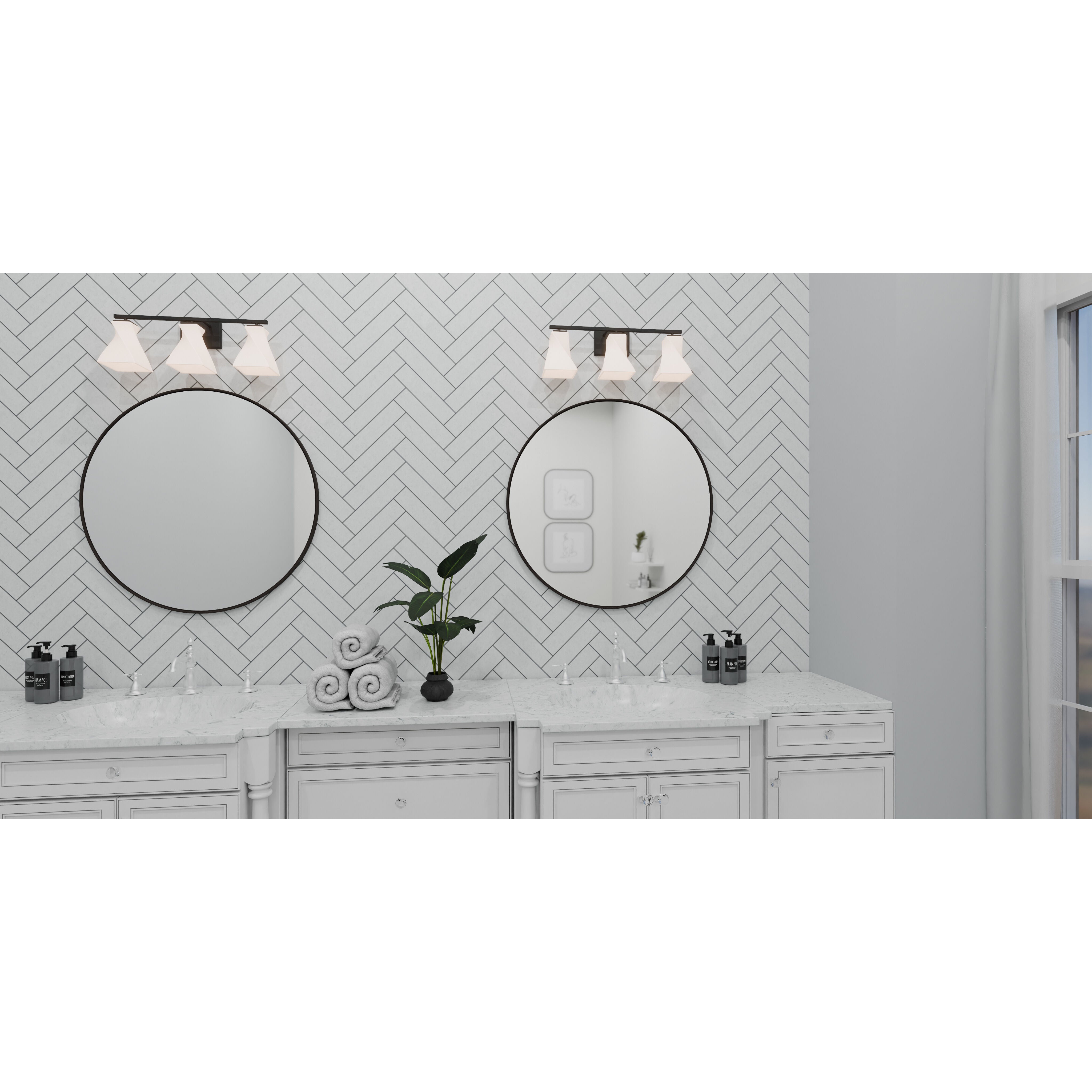 Transitional Vanity Light from the Stetson Collection